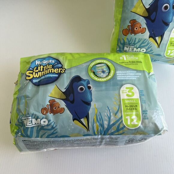 Huggies Lot Of 2 Little Swimmers Disposable Swim Diapers - Up To Size 3 (16-26 # - Picture 3 of 4